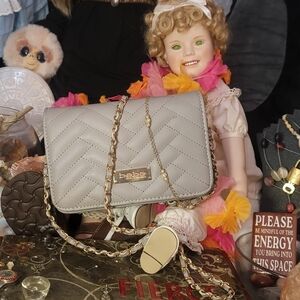 Bebe Gray Quilted Crossbody Bag